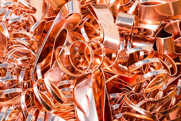 Scrapheap of copper foil (sheet) for recycling